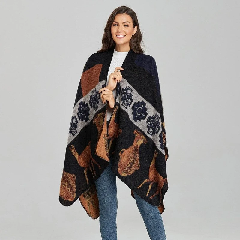 Poncho Marron Femme