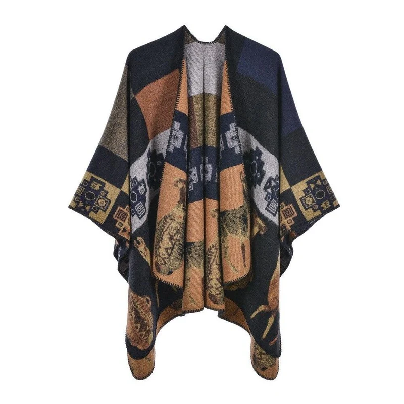 Poncho Marron Femme