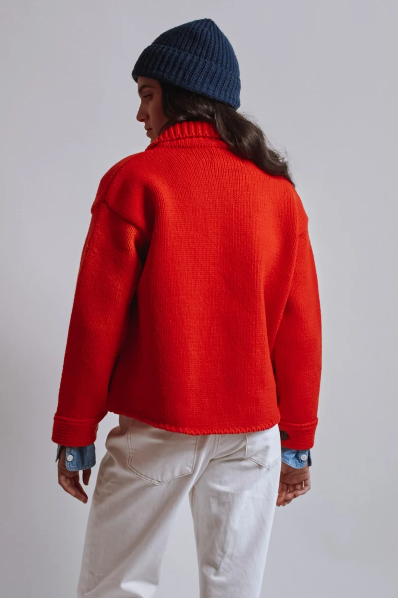 CALAMITY Knit Jacket in Merino Wool - Red
