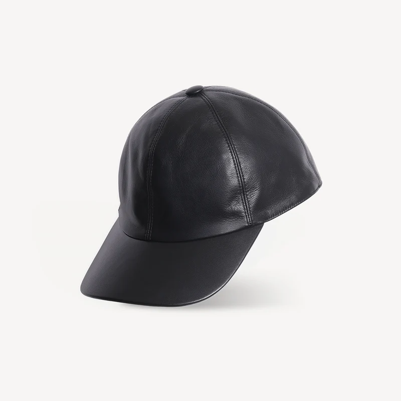 Casquette de baseball en cuir noir