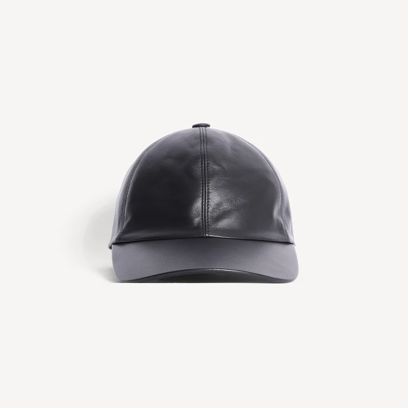 Casquette de baseball en cuir noir