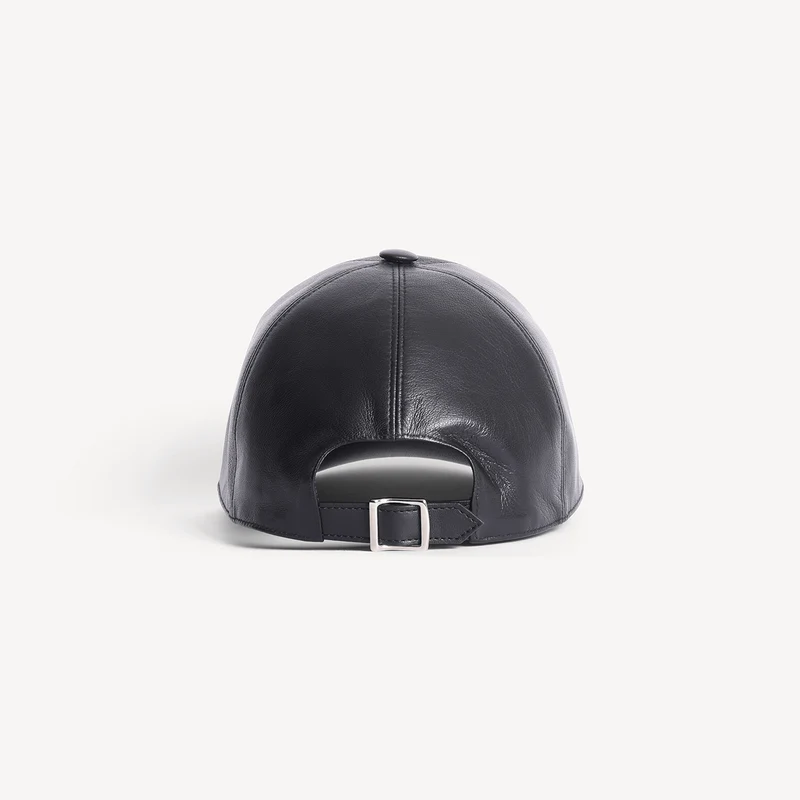 Casquette de baseball en cuir noir