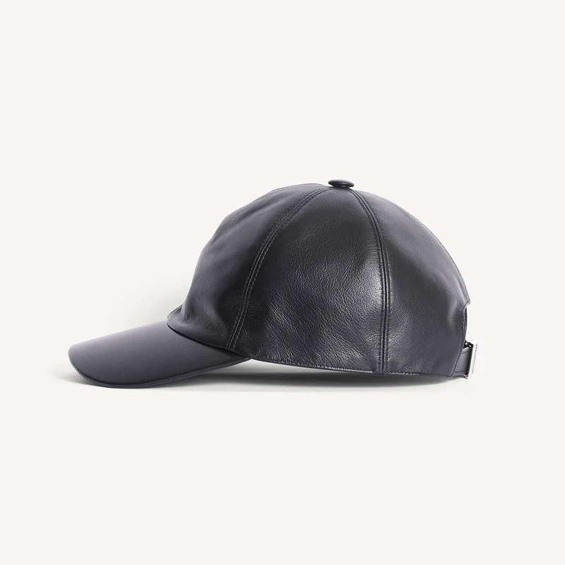 Casquette de baseball en cuir noir