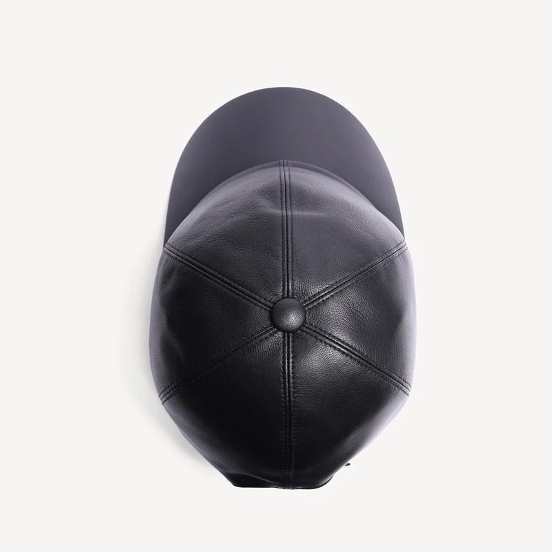 Casquette de baseball en cuir noir