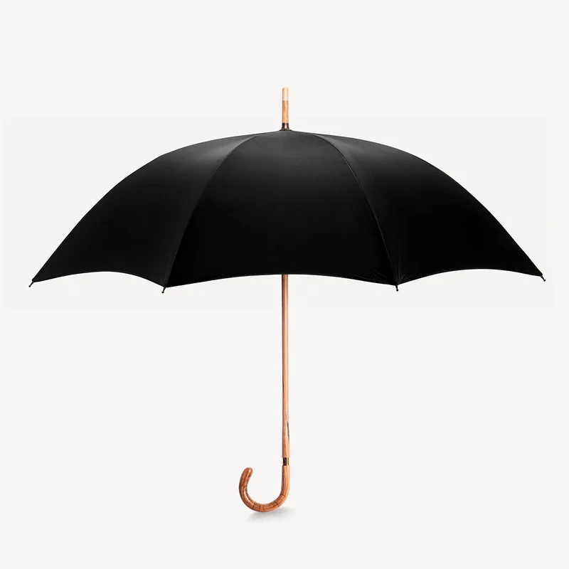 Parapluie en bois d'olivier - Noir