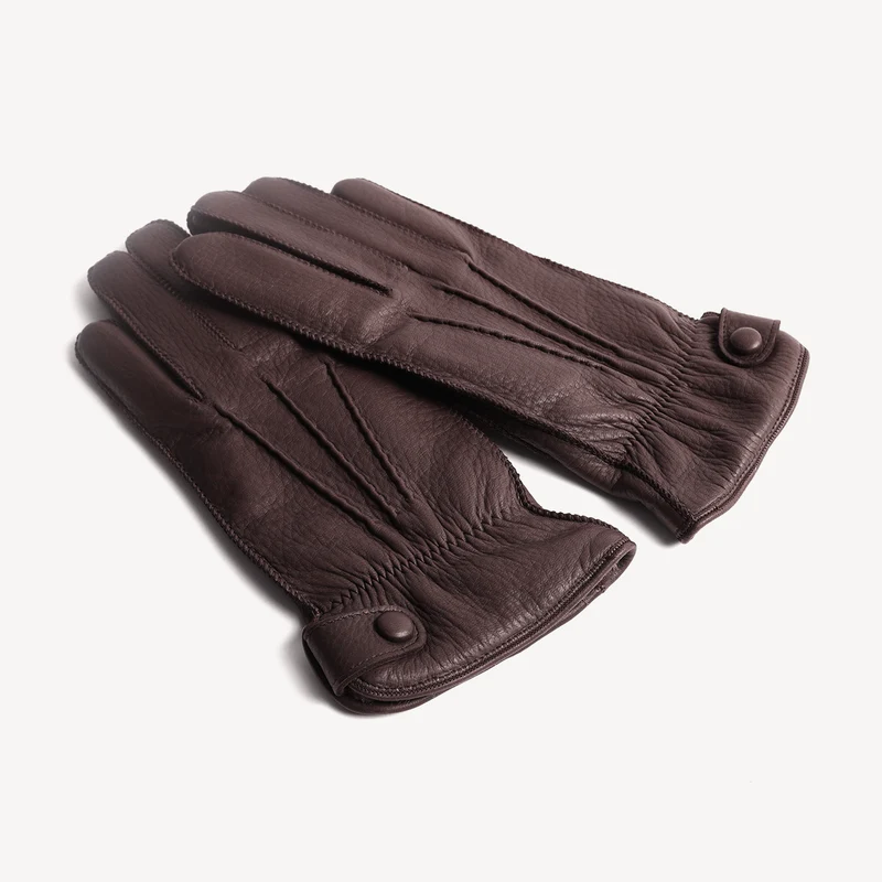 Gants en cuir pour homme - Marron foncé