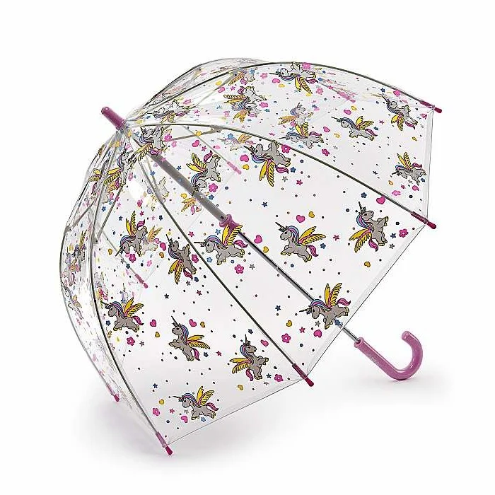 Fulton Funbrella Children's Clear Dome Umbrella - Bella the Unicorn | Safe Easy-Glide | Fun Print