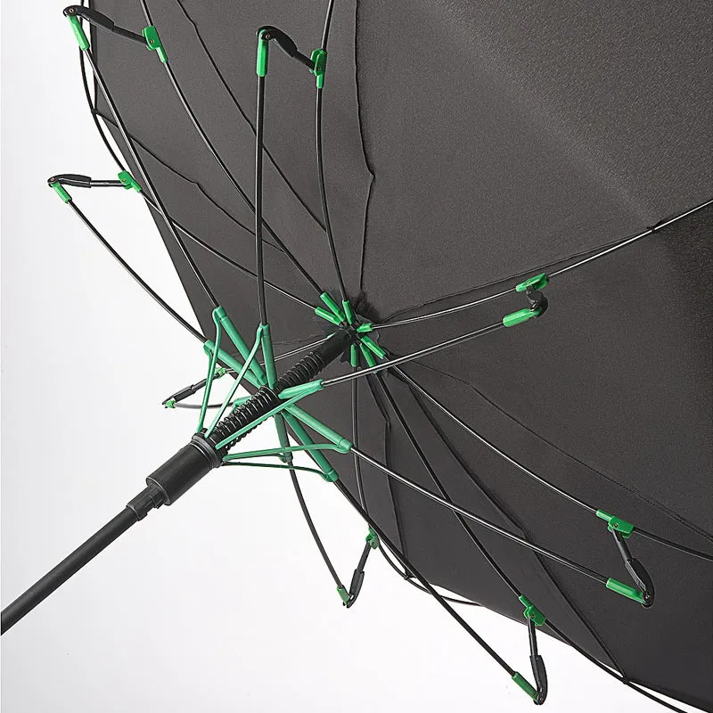 Fulton Performance Typhoon Walking Umbrella - Black | Inversion-Resistant Innovation | UPF 30+