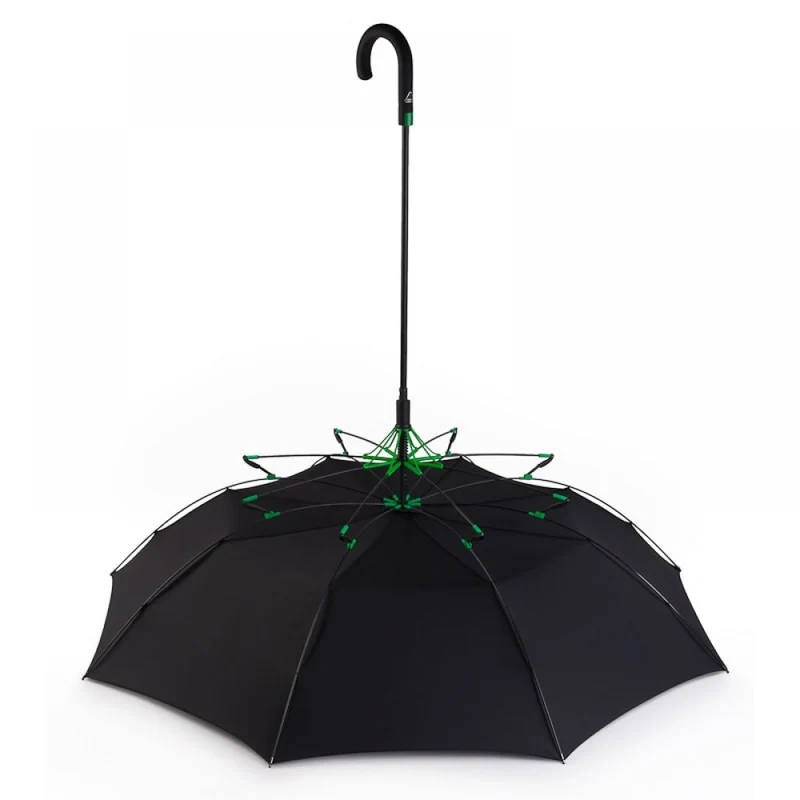 Fulton Performance Typhoon Walking Umbrella - Black | Inversion-Resistant Innovation | UPF 30+