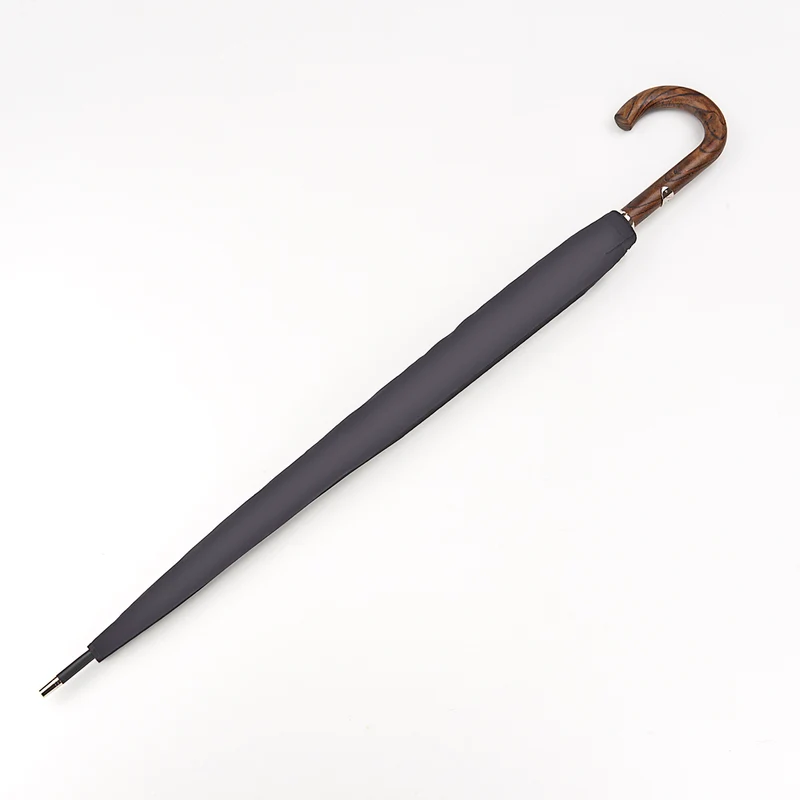 Fulton Hampstead Luxury Walking Umbrella - Black | Wood Handle | Polycotton with Matching Case