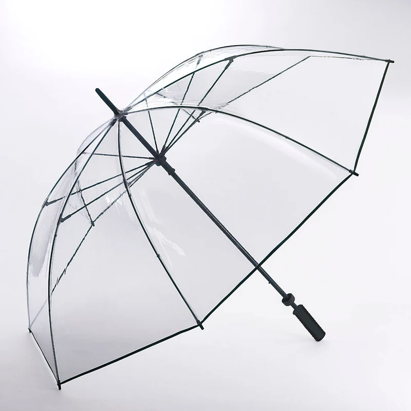 Clear Golf Umbrella | 125cm Transparent PVC Canopy | Auto Open | Wind-Resistant Fibreglass Frame