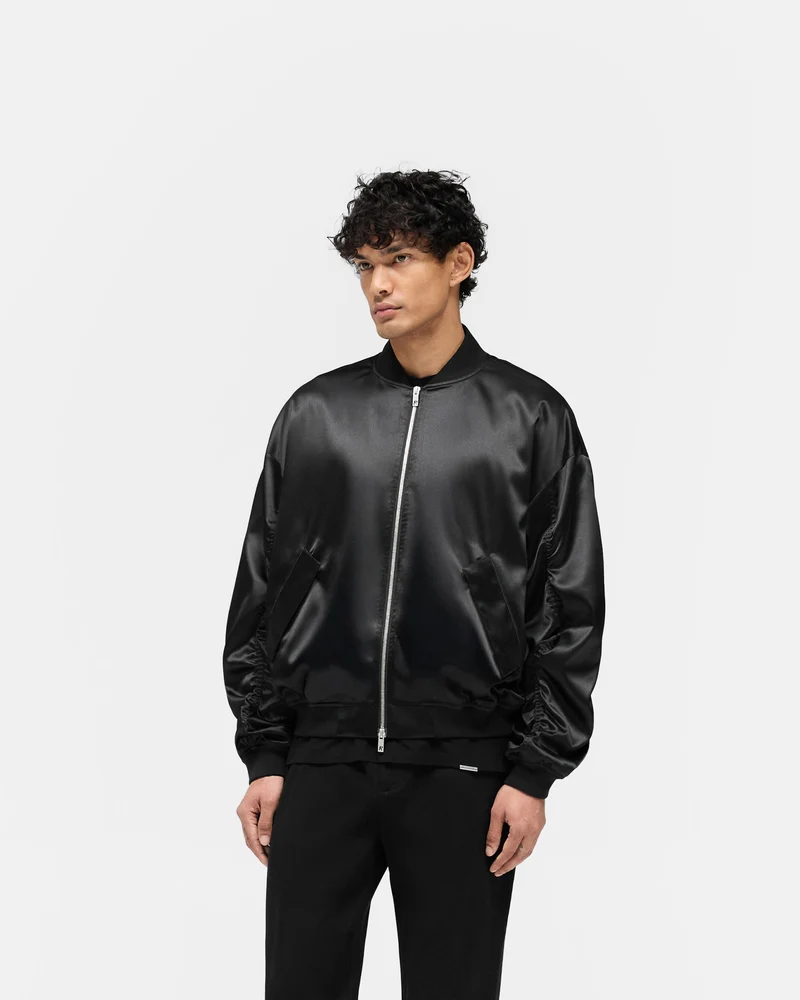 Satin Bomber - Black
