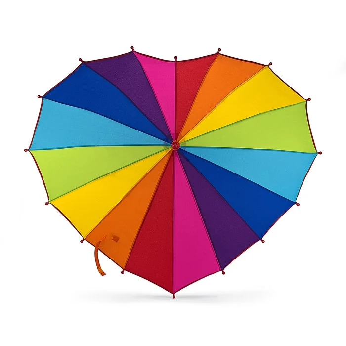 Fulton Children's Heart Junior Umbrella - Rainbow | Safe Easy-Glide | Fun Kids Size