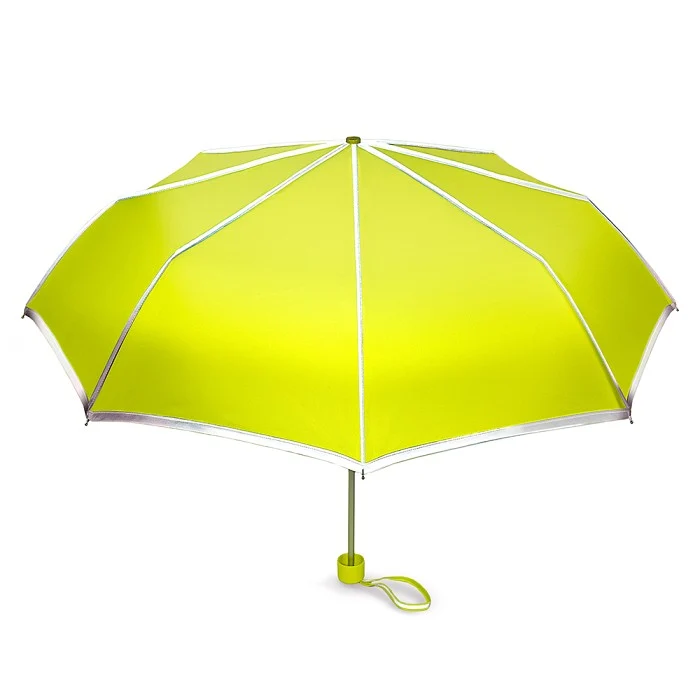 Fulton Minilite Hi-Vis Neon Folding Umbrella | UPF 30+ UV Protection | Reflective Safety Trim