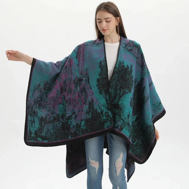 Poncho Châle Femme Chaud