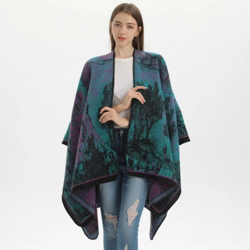 Poncho Châle Femme Chaud