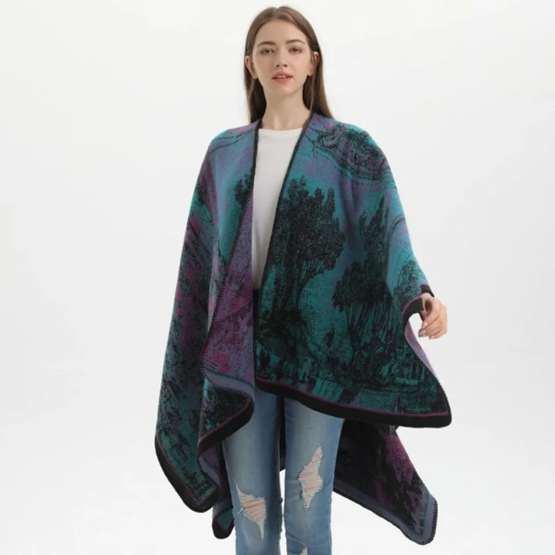 Poncho Châle Femme Chaud