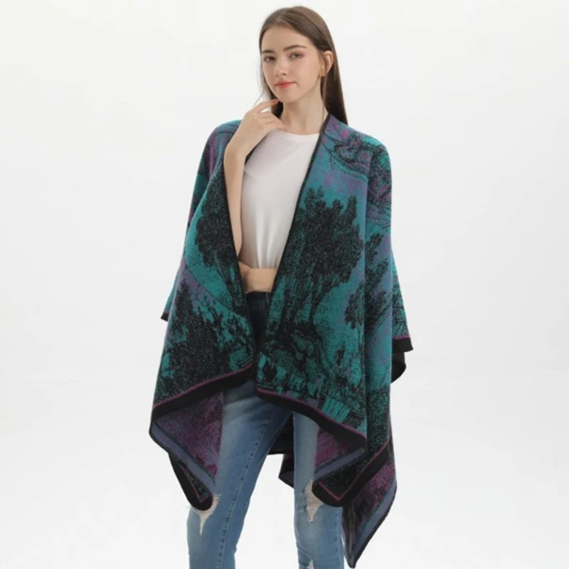 Poncho Châle Femme Chaud