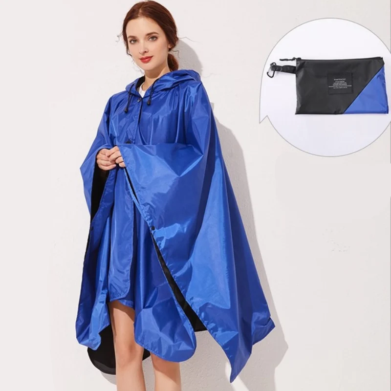 Poncho Pluie Bleu & Noir Femme