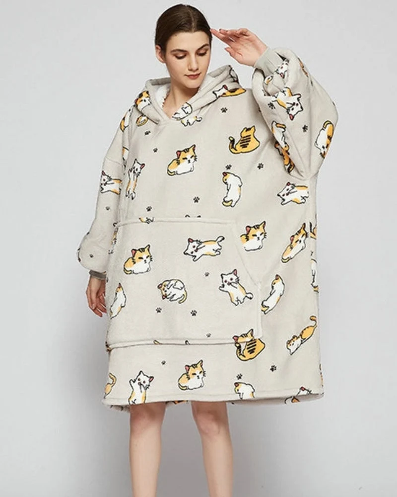 Poncho Polaire Femme Chat