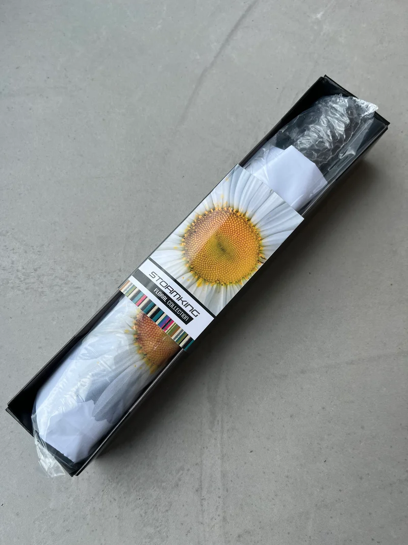 StormKing Auto Folding Floral Umbrella - White Daisy | Auto Open & Close | Gift Boxed | 103cm