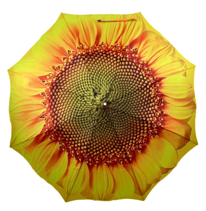 StormKing Auto Walking Floral Umbrella - Sunflower | Fibreglass Frame | Wood Handle | 100cm