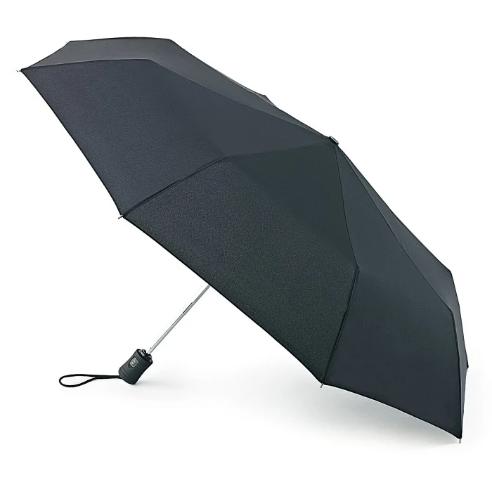Fulton Open & Close 3 Automatic Folding Umbrella - Black | Aluminium & Fibreglass Frame | Wind Resistant