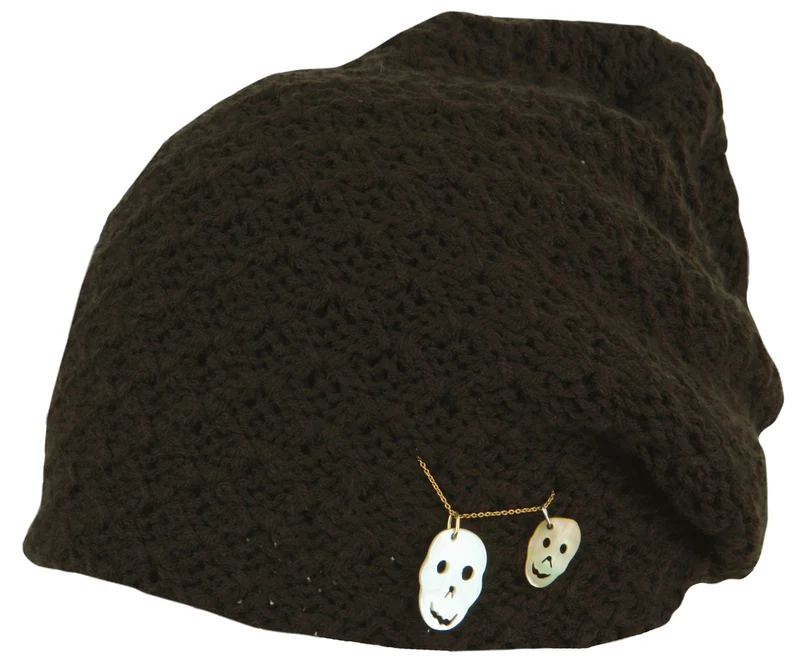 Barts 'Sloppy Beanie' Knit Hat Black/Dark Green/ Brown Mix