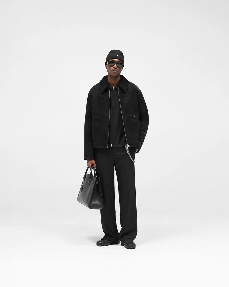 Faux Shearling Jacket - Jet Black