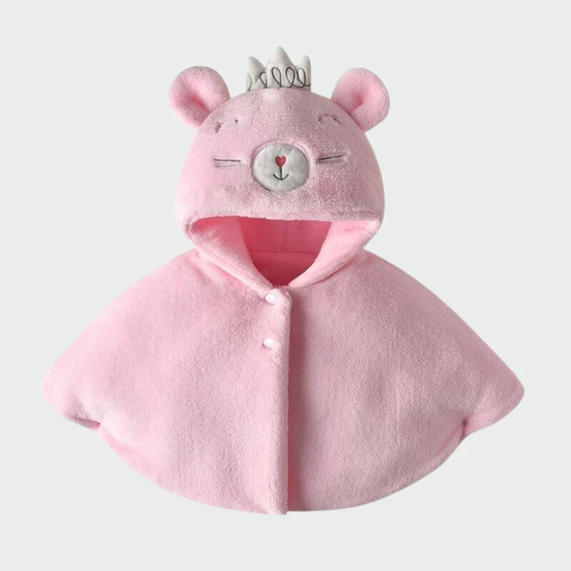 Poncho Fille Hiver Rose