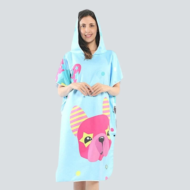 Poncho Bain Bleu Clair