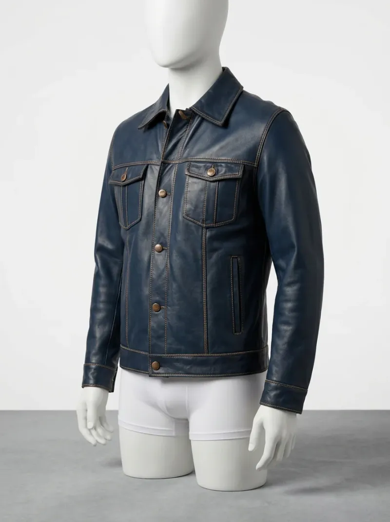 Veste coupe vent homme cuir ajustée élégante