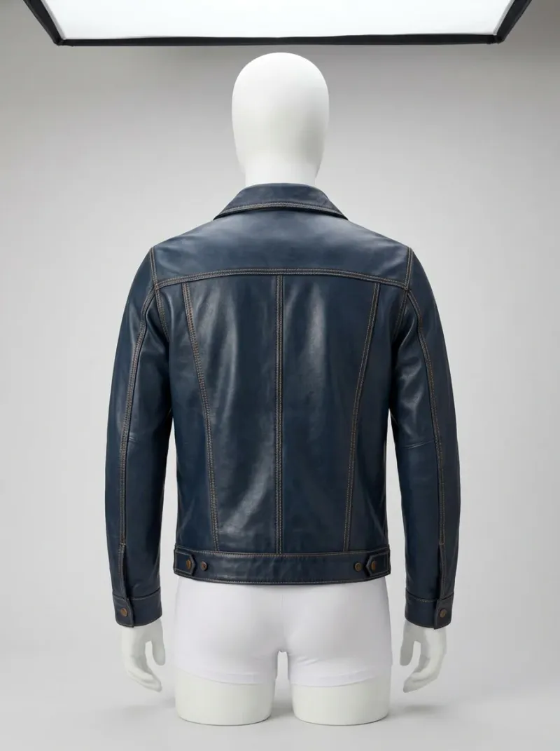 Veste coupe vent homme cuir ajustée élégante