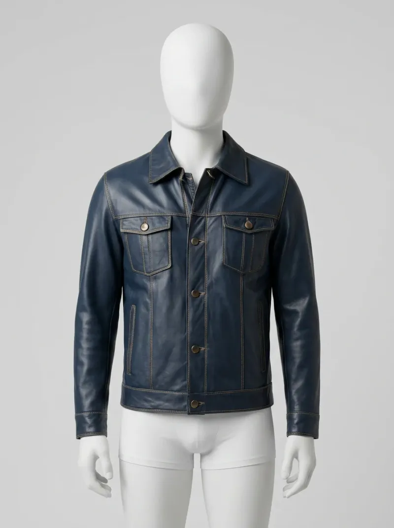 Veste coupe vent homme cuir ajustée élégante