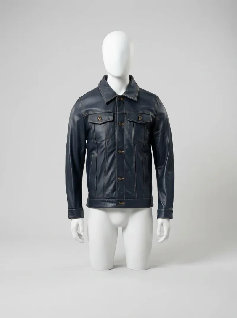 Veste coupe vent homme cuir ajustée élégante
