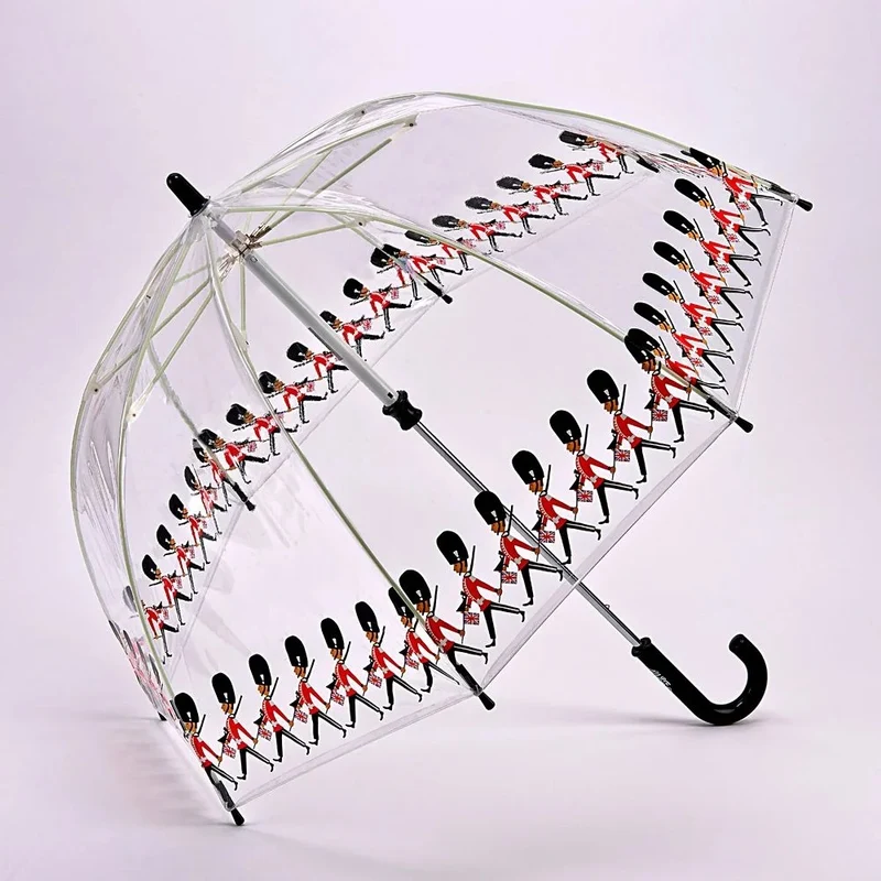 Fulton Funbrella Children's Clear Dome Umbrella - London Guards | Safe Easy-Glide | Fun Print