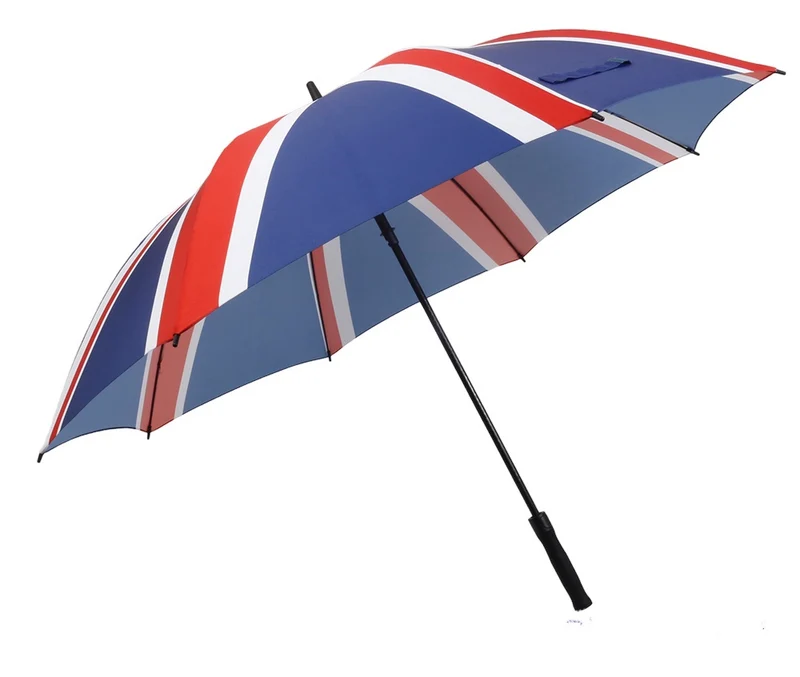 High Performance Fibreglass Auto Golf Umbrella - Union Flag | 136cm Canopy | Wind Resistant