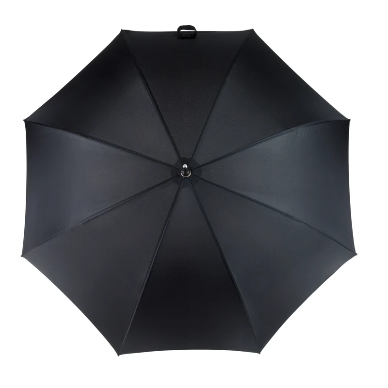 Totes ECO Automatic Walking Umbrella - Black | Wood Crook Handle | ECO Recycled Fabric | 106cm
