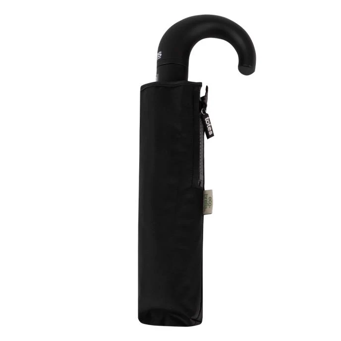 Totes ECO Classic Auto Open & Close Crook Folding Umbrella - Black | 100% Recycled PET | 98cm Span