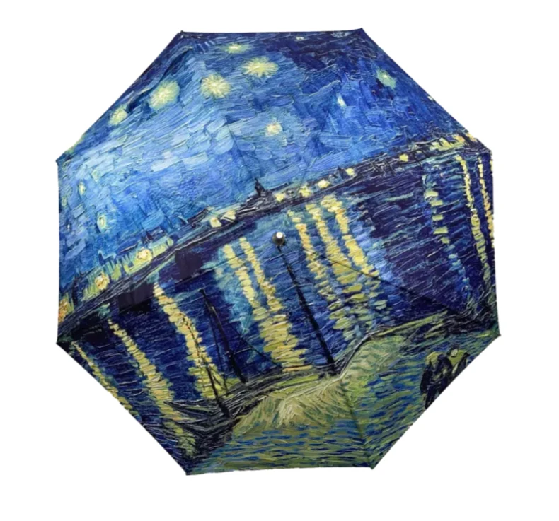 StormKing Auto Folding Artist Umbrella - Van Gogh Over the Rhône | Auto Open & Close | Gift Boxed | 103cm