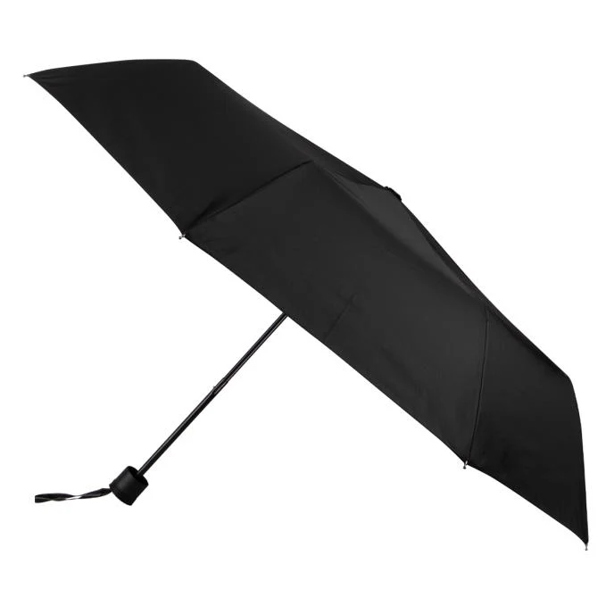Totes ECO Tiny Compact Flat Umbrella - Black | 100% Recycled PET | Pocket Size 15cm | Windproof