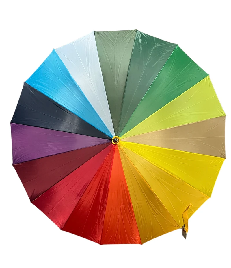 Rainbow Walking Umbrella | Black Hook Handle | Colourful 8-Panel Canopy