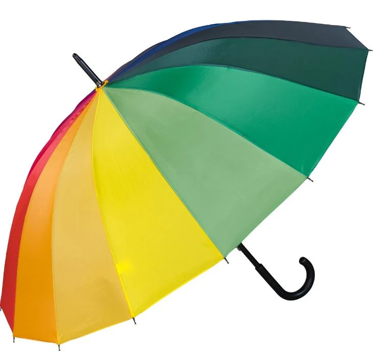 Rainbow Walking Umbrella | Black Hook Handle | Colourful 8-Panel Canopy
