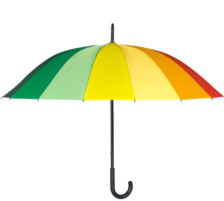 Rainbow Walking Umbrella | Black Hook Handle | Colourful 8-Panel Canopy
