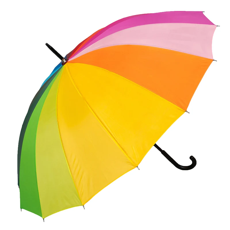 Rainbow Walking Umbrella | Black Hook Handle | Colourful 8-Panel Canopy