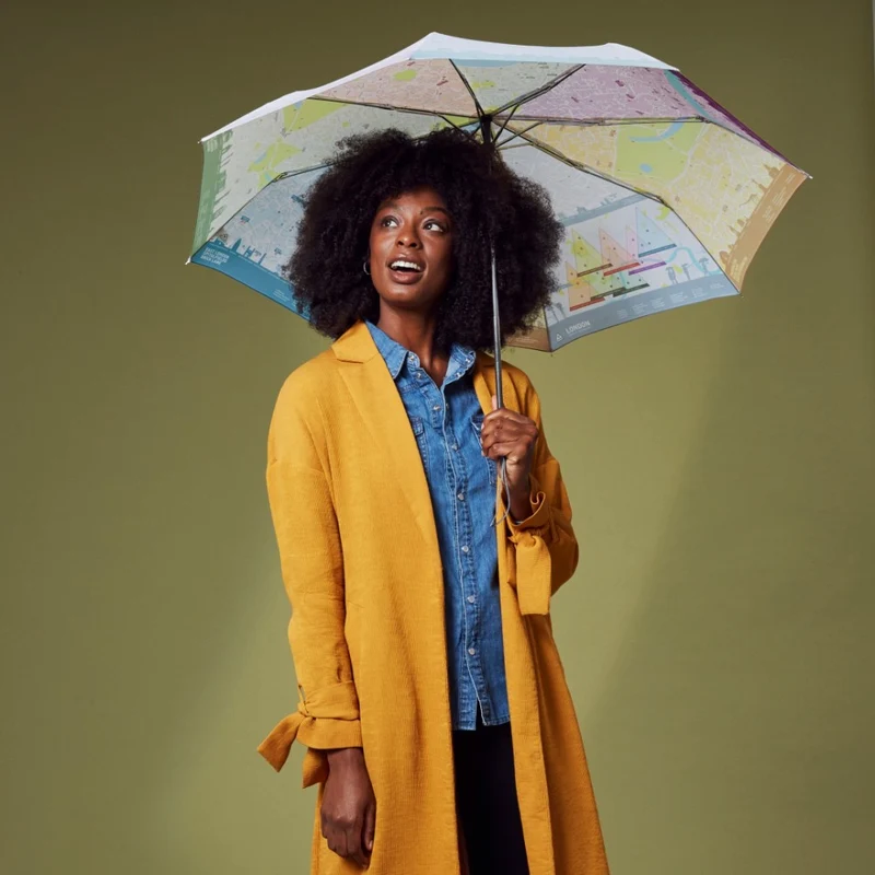 Fulton London Brollymap Folding Umbrella | London Street Map Print | Compact & Stylish