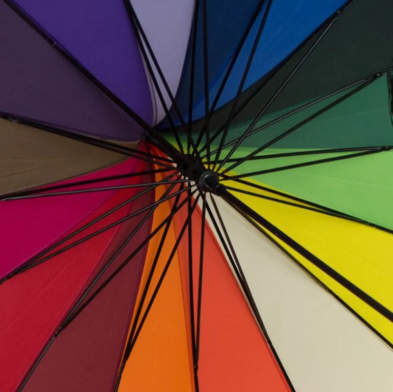 Ladies Pagoda Walking Umbrella with Tassel Detail - Rainbow Colours | 16 Ribs | Vintage Style | 95cm