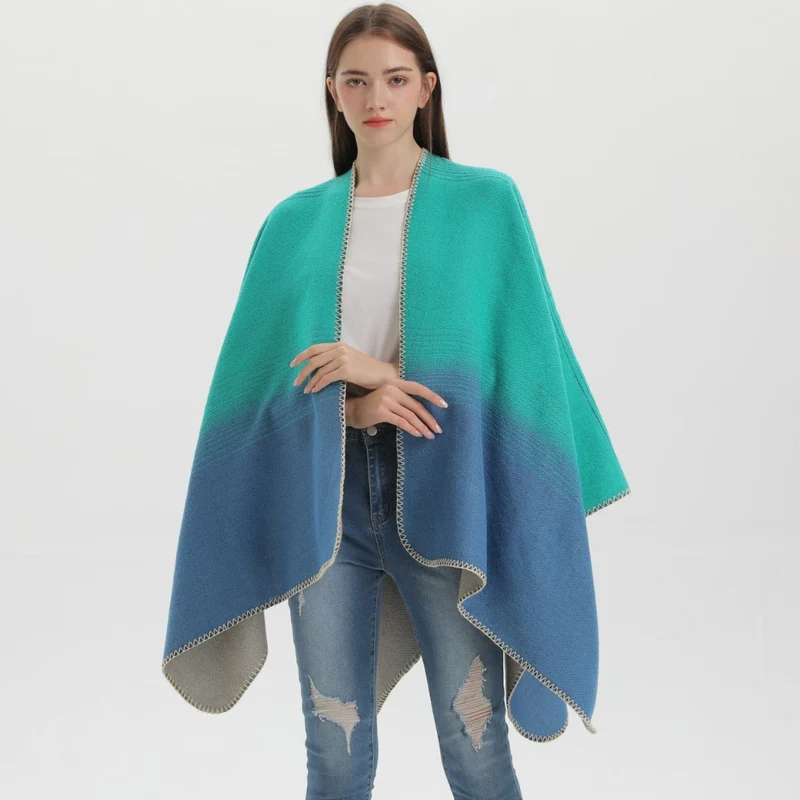 Poncho Femme Bleu