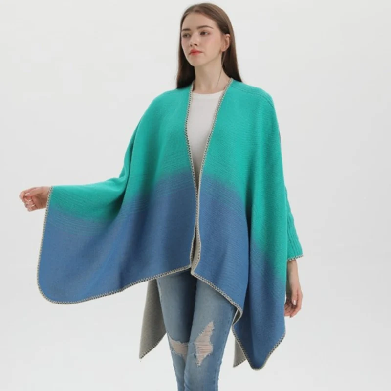 Poncho Femme Bleu