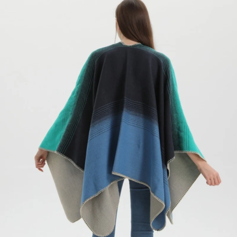 Poncho Femme Bleu